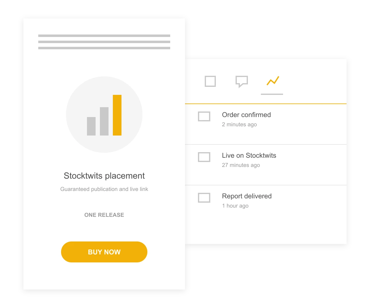 Order screen for a guaranteed Stocktwits placement